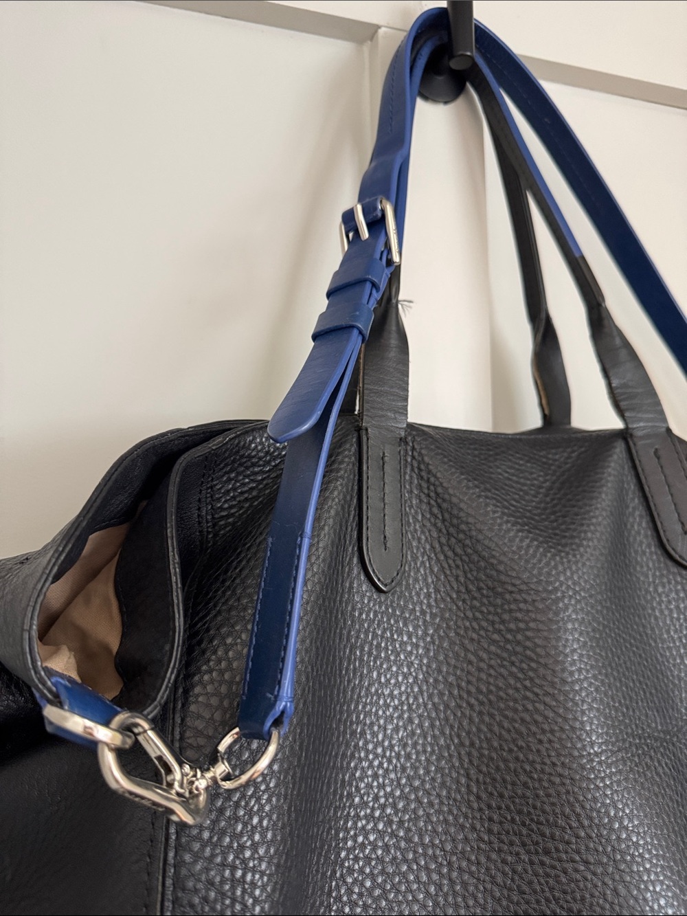 Cole Haan Black Pebbled Leather Travel Tote - Picture 3 of 6